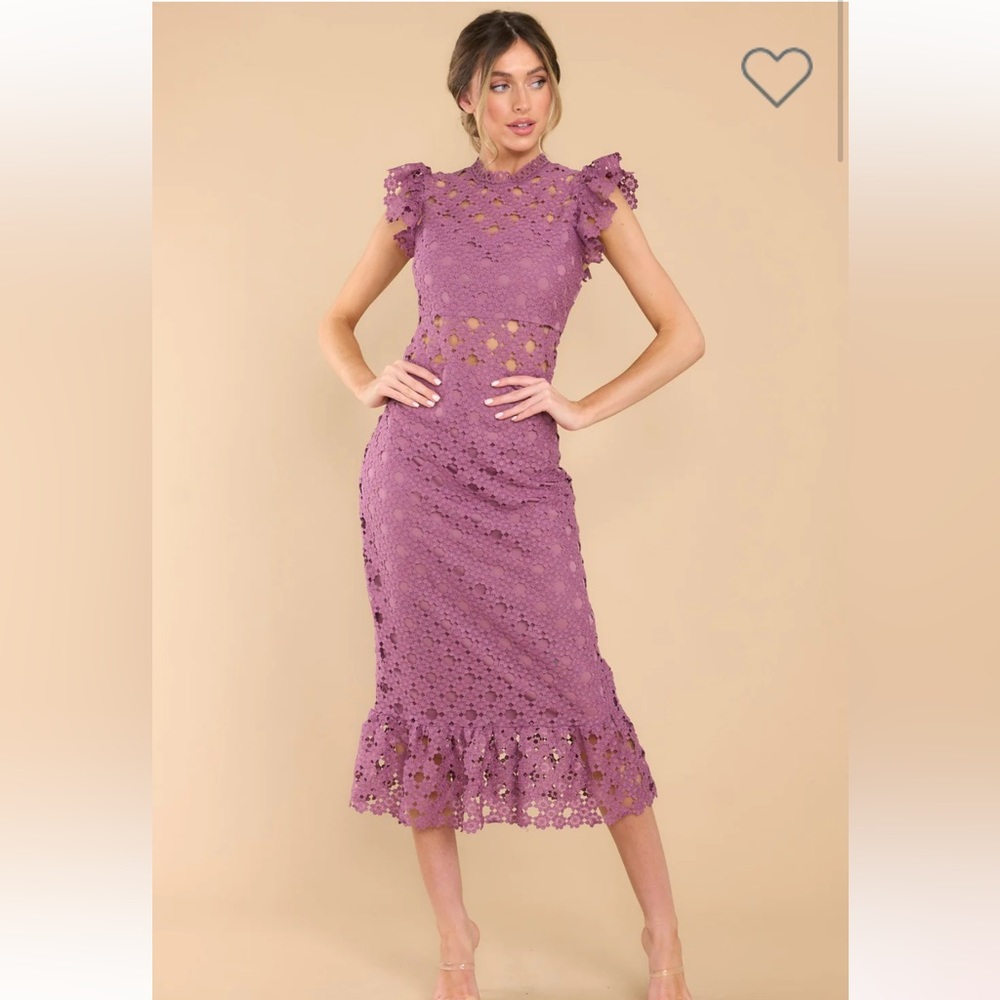 NWOT Red Dress Boutique Plum Lace Midi Dress